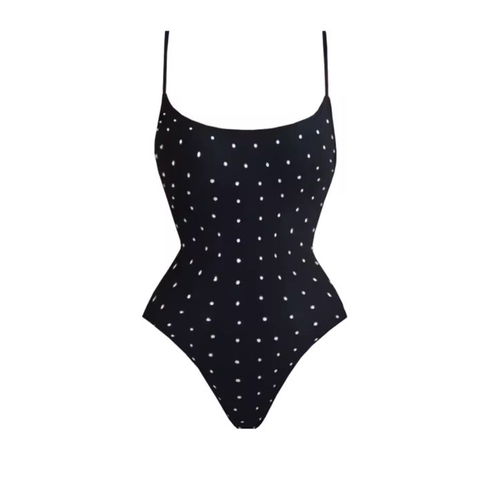 Суцільний купальник з камінчиками стразами