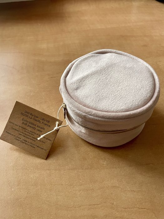 etui na biżuterię / mini kosmetyczka pudrowy róż