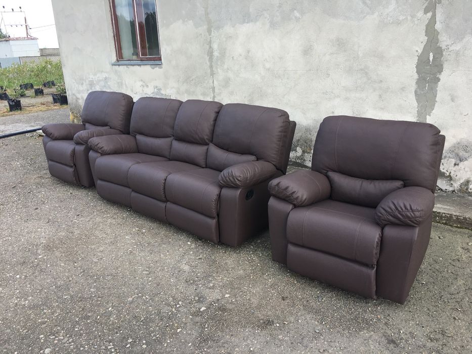 Комплект диван штучна шкіра екокожа, розкладний диван мягкі крісла