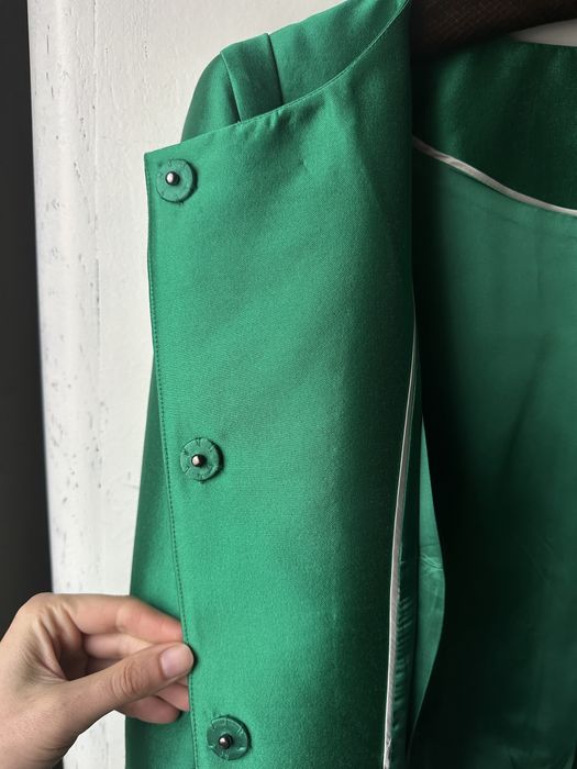 Жакет з шовку та вовни смарагдовтй