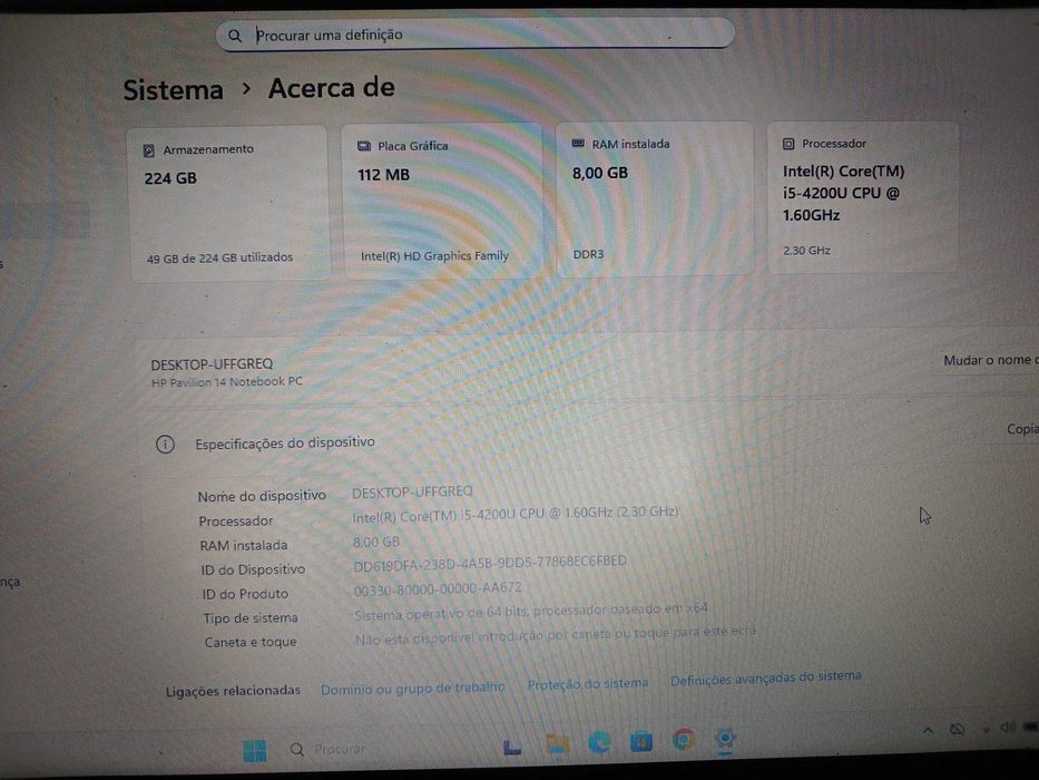 Portatil  hp 14 polegadas