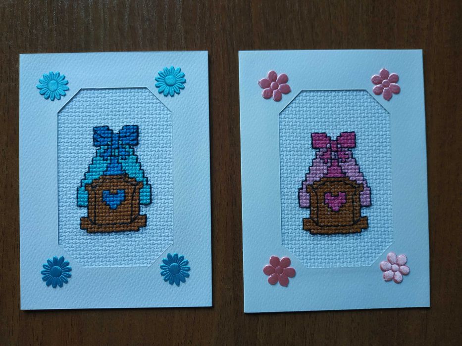 Kartki haft krzyżykowy chrzest,narodziny dziecka,urodziny dziecka