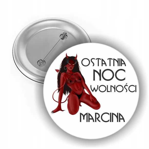 Przypinka na WIECZÓR KAWALERSKI button z agrafką ekipa pana młodego