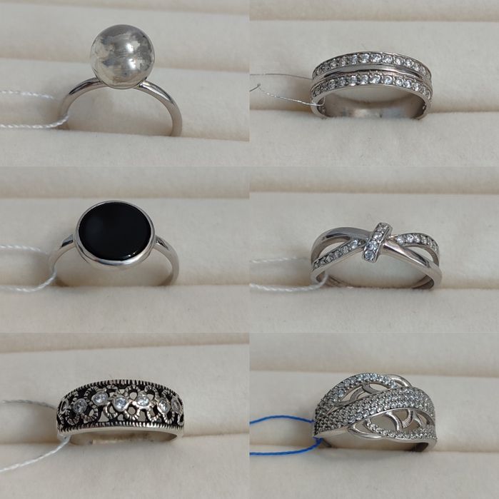 Срібні каблучки сережки браслети