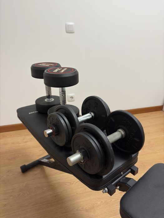 Conjunto de musculação – Banco + Halteres 7,5/10/15 kg