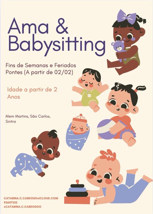 Babysitting / Nanny / Ama - FINS DE SEMANAS E FERIADOS !!