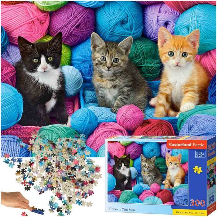 puzzle układanka 300 elementów kotki w kłębach wełny 8+ castorland