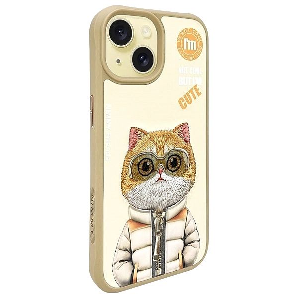 Etui Nimmy Cool&Cute 2.0 Cat na iPhone 15 - beżowe