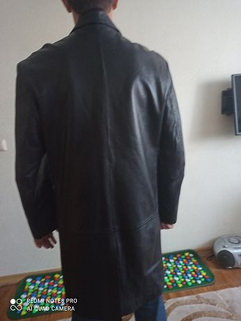 Чоловічий кожний пальто-плащ