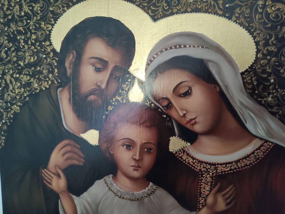 Piękna ikona przedstawiająca Świętą rodzinę