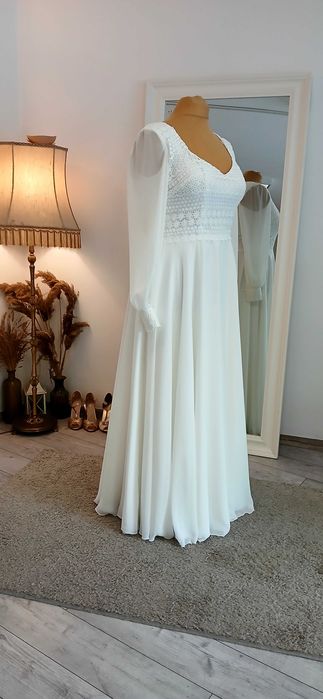 Suknia ślubna, koronka, boho, plus size