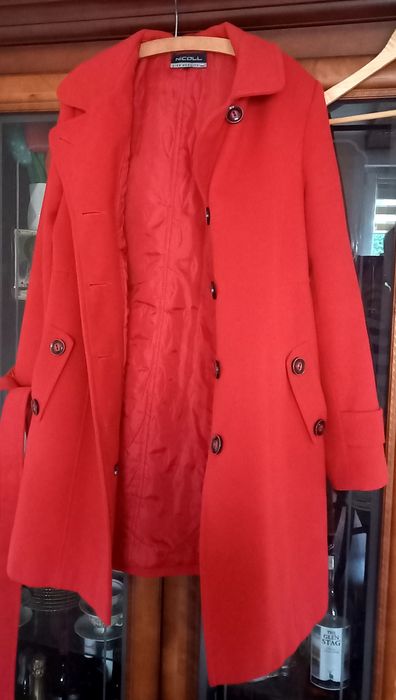 Płaszcz czerwony roz.42- bardzo ciepły bawełna