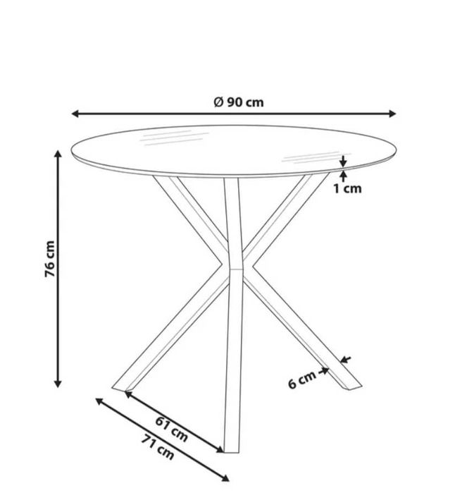 Mesa redonda com tampo em vidro