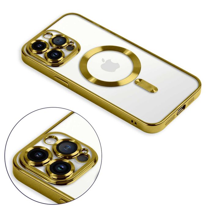 Case Etui Iphone 13/14/15Plus Pro Max Magsafe Magnetyczne Złoty Plecki