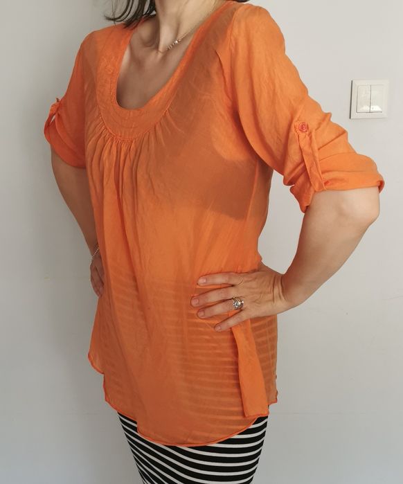 Zinka jedwabna bluzka L 40 zwiewna delikatna