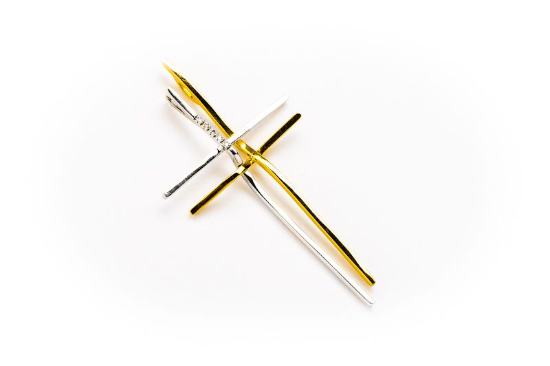 Duży Złoty Krzyż - 14K - 5,38g - Diamenty - KRAKÓW