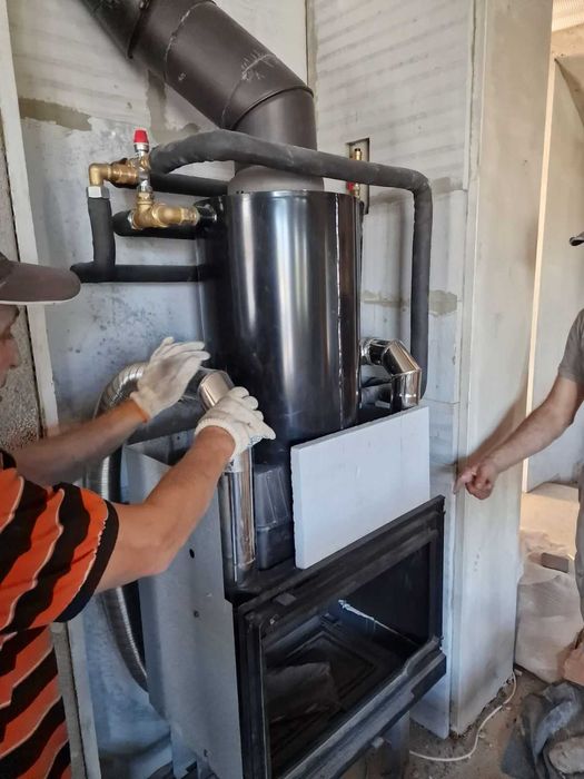 Монтаж; димохід, камін будь-якої складності з водян.,повітр. опаленням