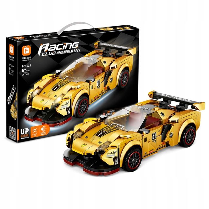Klocki Konstrukcyjne Zabawka Auto Sportowe Racing Car Club Światło + Dźwięk