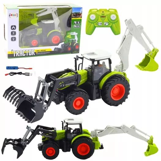 Traktor Rolniczy Z Obrotową Łyżką I Koparką 2W1 Zdalnie Sterowany 2.4G. Nowy Produkt