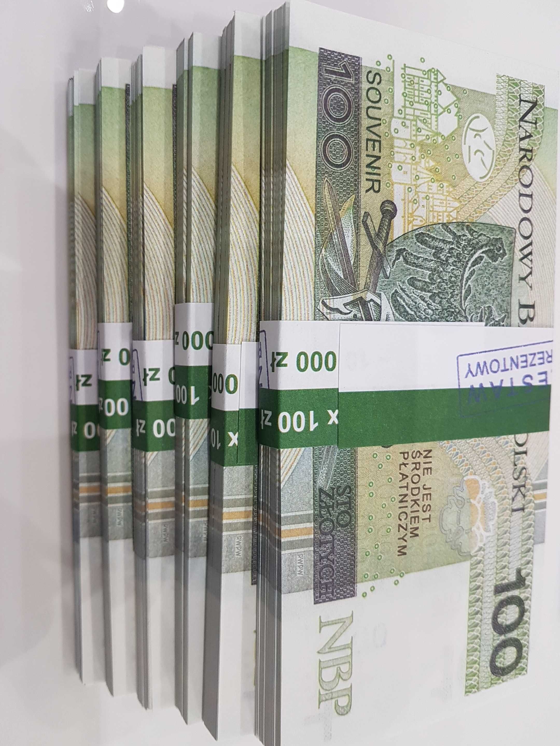 100 złotych banknoty do zabawy i nauki plik 100sztuk 153x74 Czosnów ...