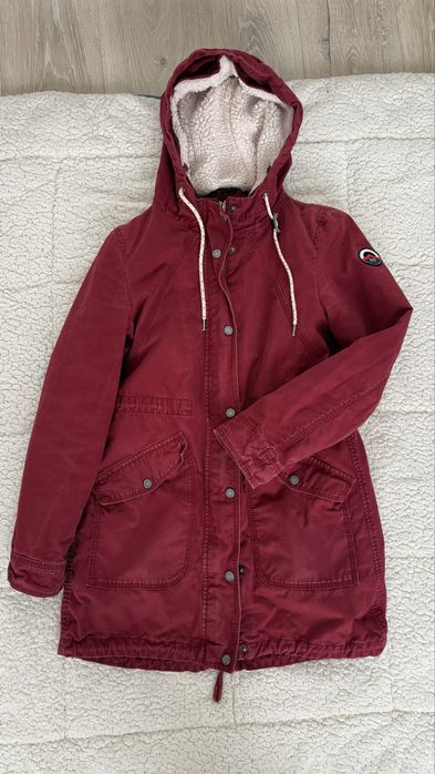Bordowa kurtka parka z odpinanej podkładką , r. S / 36