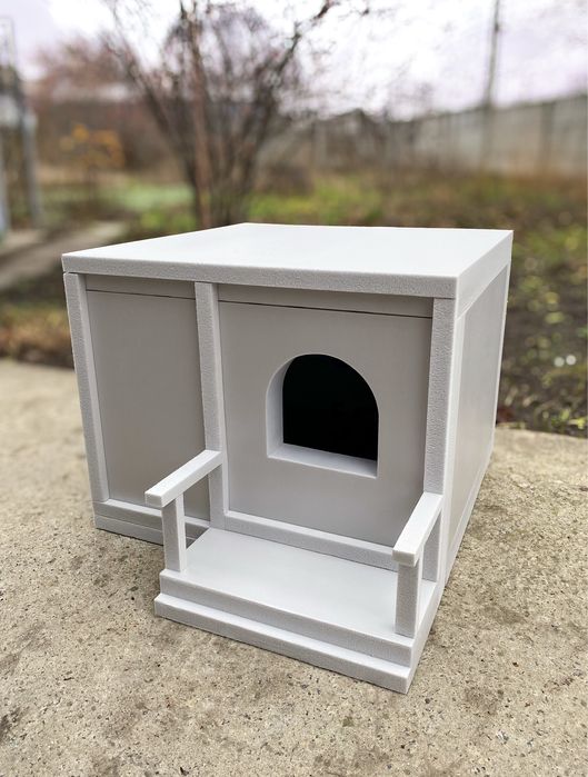 Тёплый домик для котов. Уличная будка. Зимняя будка для животных.