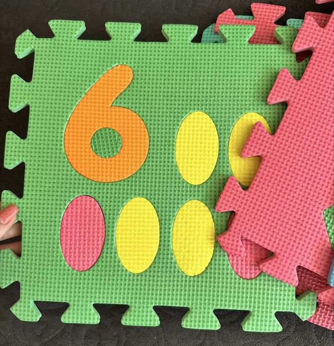 Килимок пазл цифри 10 штук і фрукти з тваринами 10 штук