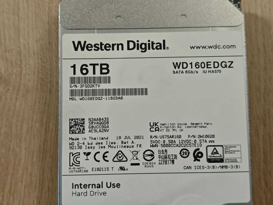 Dysk twardy WD 16TB WD160EDGZ - full sprawny super stan