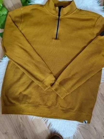 Musztardowa bluza męska ze stójką i zamkiem