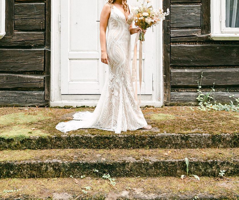 Zjawiskowa suknia ślubna modern Boho koronka s/m Lovers Society