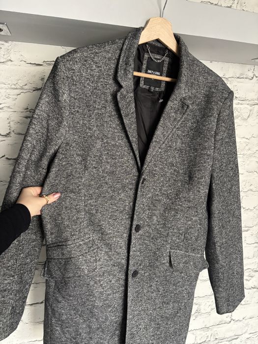 Płaszcz męski marki Only & Sons rozmiar M szary King Coat in OTW