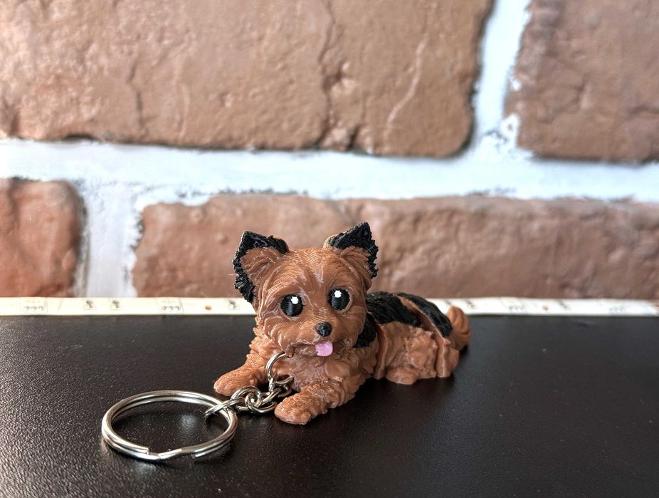Yorkshire Terrier Piesek 3D – przegubowy brelok, ruchoma figurka