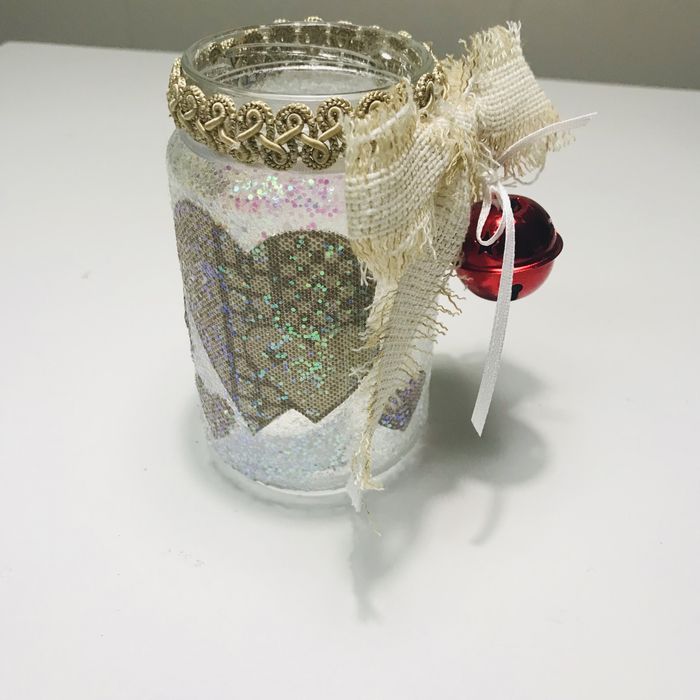 Porta velas com brilho decoraçao natal