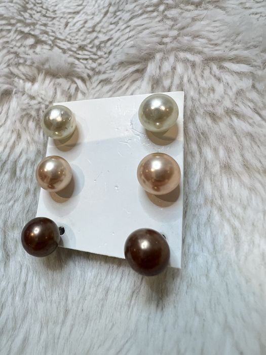 Zestaw 3 par kolczyków glam glamour eleganckie casual paryski szyk