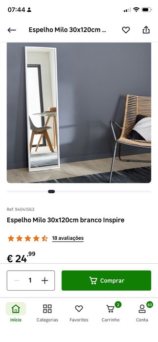 Espelho branco comprido Milo Leroy Merlin