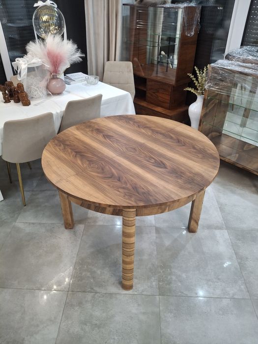 Stół okrągły orzech Design PRL