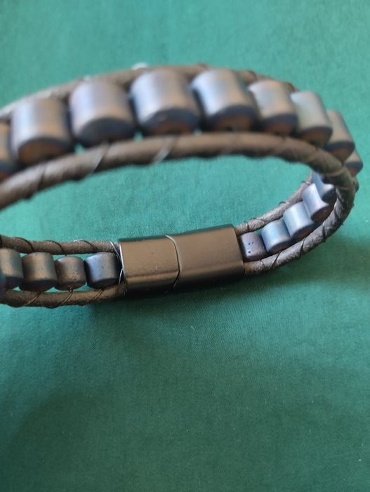 Bransoletka unisex z Egiptu czarno niebieska męska damska z koralikami