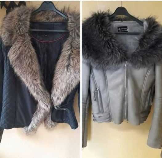 Kurtka ramoneska z futerkiem ocieplana XL-czarna i szara