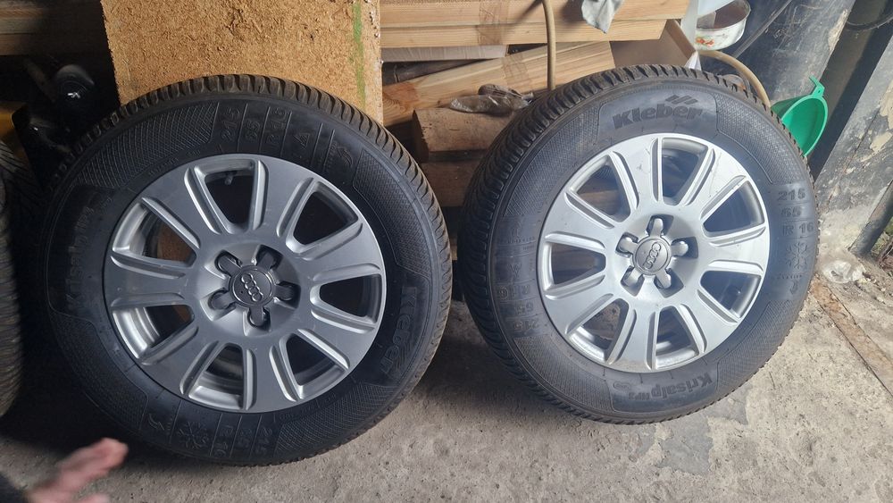 Оригінальні титани 5/112 ауді а6с6,з новою резиною 215/65/R16