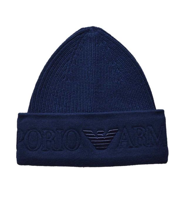 EMPORIO ARMANI męska markowa czapka zimowa DARK NAVY