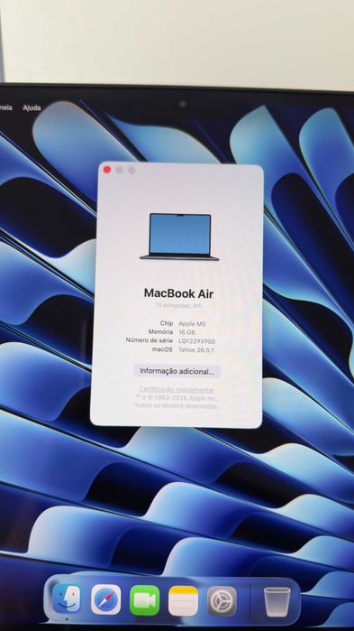 Apple Macbook Air M5 512GB 100% "azul" + todos os acessórios e fatura. Aceito trocas/retomas