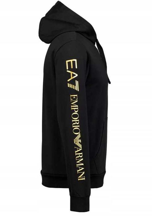 EMPORIO ARMANI EA7 męska bluza z kapturem NERO / GOLD
