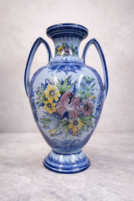 Wazon ceramiczny 2 uchwyty dekor kwiaty Portugalia #241 Stylowy Węgrów