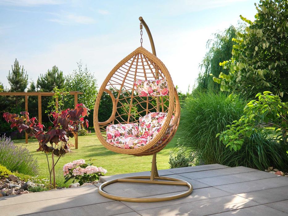 FOTEL Wiszący Bujany Ogrodowy Kosz HUŚTAWKA Kokon PREMIUM + Poduszki