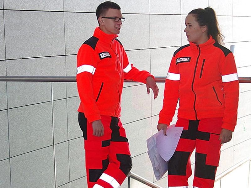 Polar ratowniczy FLUO z kompletem odblaskowych emblematów na rzep (S)