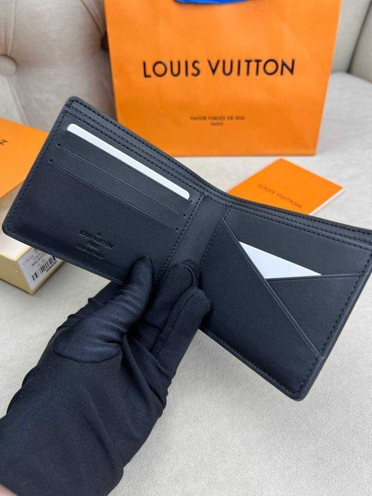 Кожаный черный бумажник Louis Vuitton кошелек Луи Виттон k423
