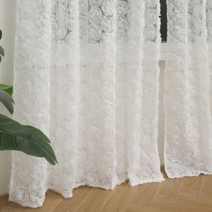 Kolekcja RÓŻA 3D Komplet 2 firany 130x60