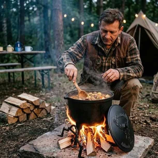 KOCIOŁEK ŻELIWNY!!! Garnek Myśliwski WĘGIERSKI NA Ognisko Pieczonki 8L