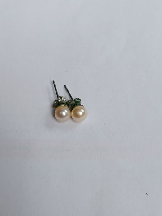 Stare vintage kolczyki srebro z perłami prl
