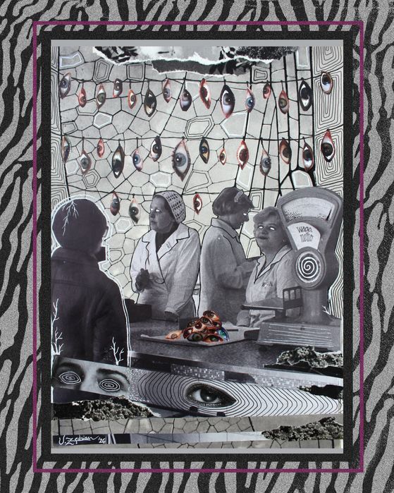 Plakat A3 surrealistyczny oczy handmade